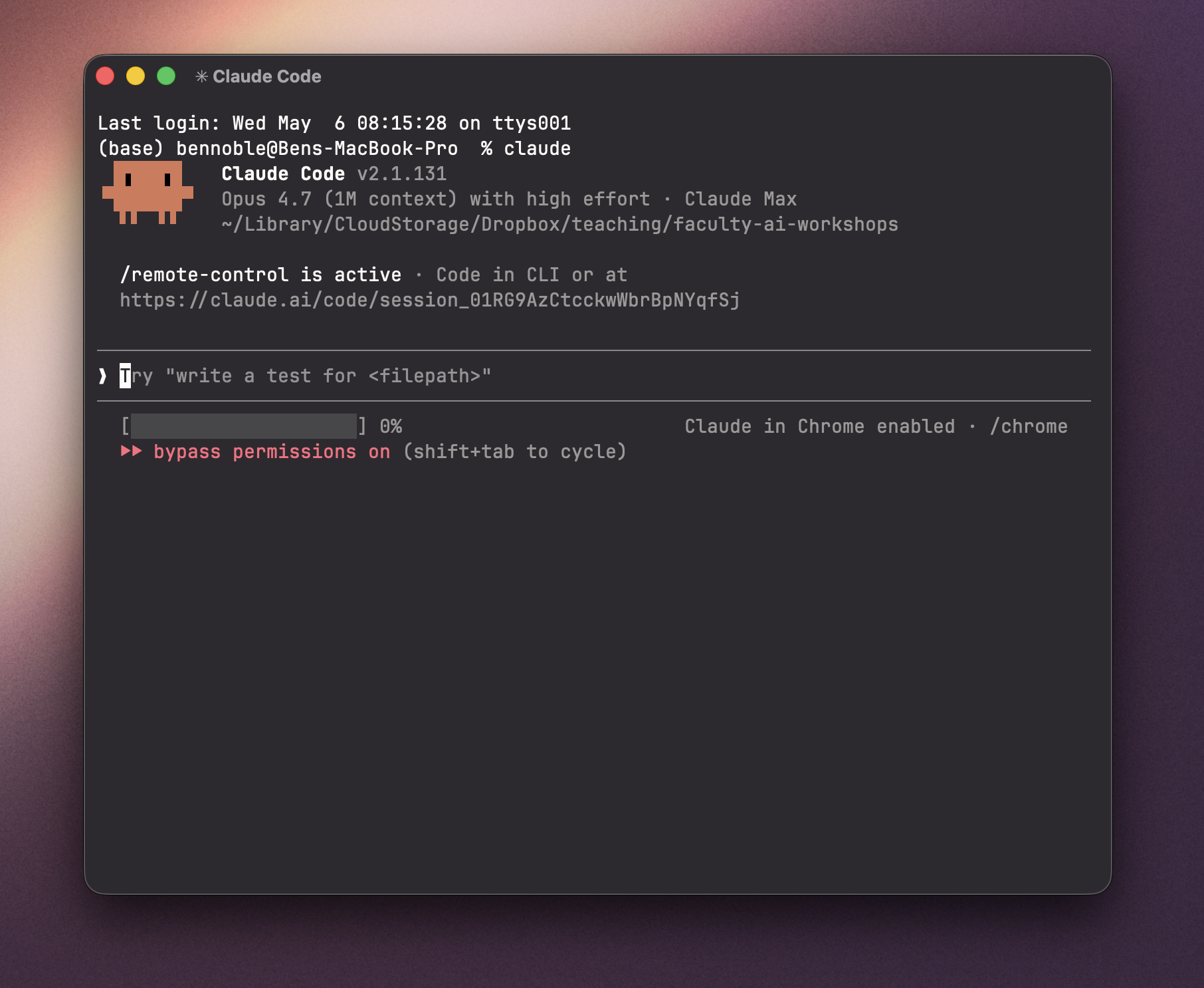 Claude Code running in a terminal window