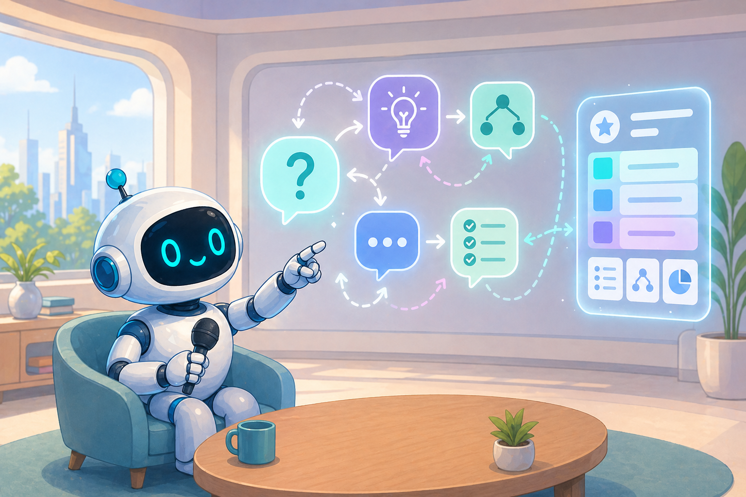 A model interviewing the user one question at a time